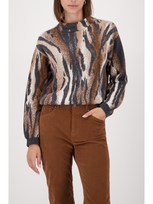 Monari Pullover 887 Anthra gemustert