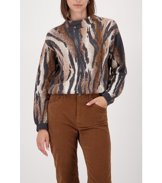Monari Pullover 887 Anthra gemustert
