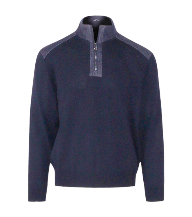 Paul and Shark Denim details cool touch wool half zip 050 Navy