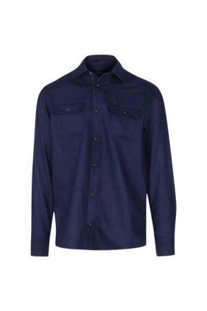 Paul and Shark Overshirt blended wool shirt w. shark 013 Dark blue