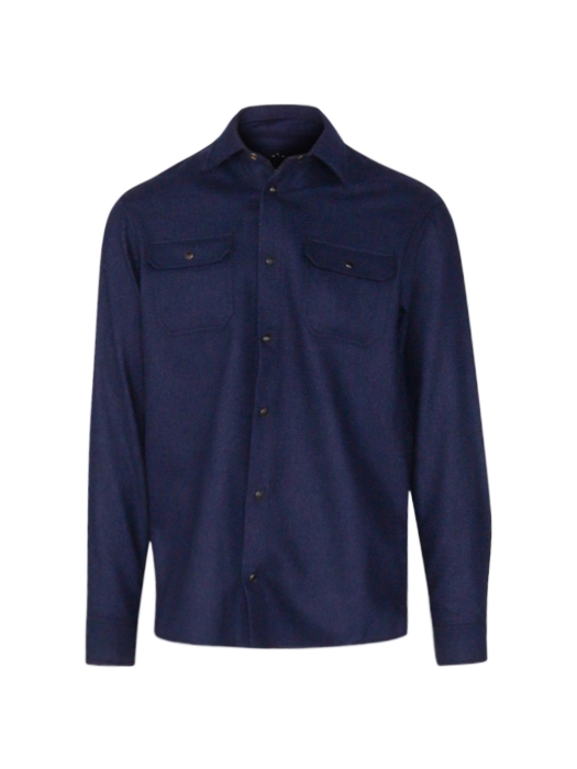 Paul and Shark Overshirt blended wool shirt w. shark 013 Dark blue