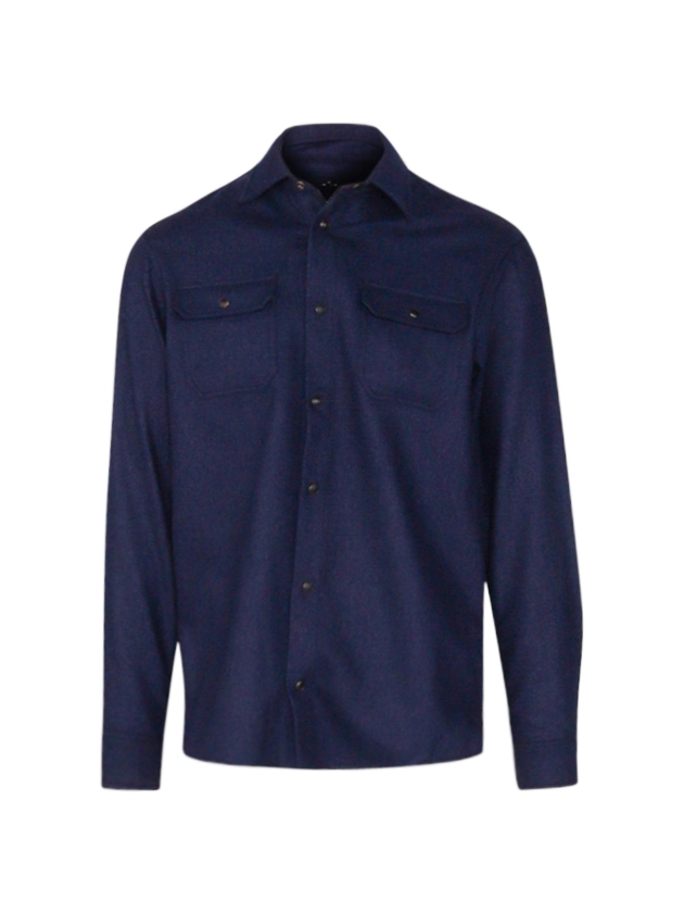 Paul and Shark Overshirt blended wool shirt w. shark 013 Dark blue
