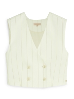 Josh V LEVA cropped gilet with lurex 441 light ecru