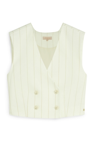 Josh V LEVA cropped gilet with lurex 441 light ecru