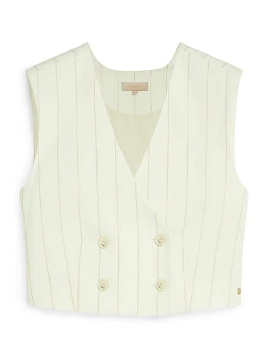 Josh V LEVA cropped gilet with lurex 441 light ecru