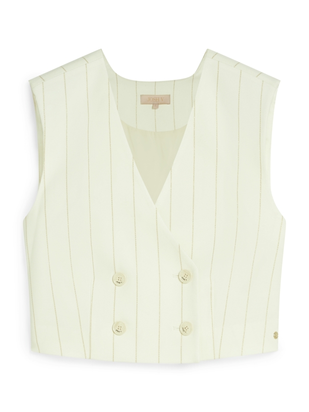 Josh V LEVA cropped gilet with lurex 441 light ecru