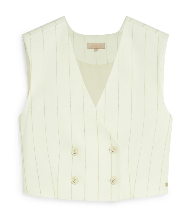 Josh V LEVA cropped gilet with lurex 441 light ecru