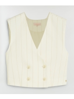 Josh V LEVA cropped gilet with lurex 441 light ecru