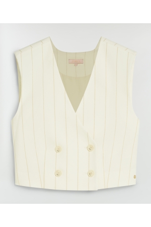 Josh V LEVA cropped gilet with lurex 441 light ecru
