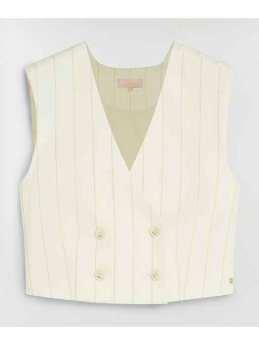 Josh V LEVA cropped gilet with lurex 441 light ecru