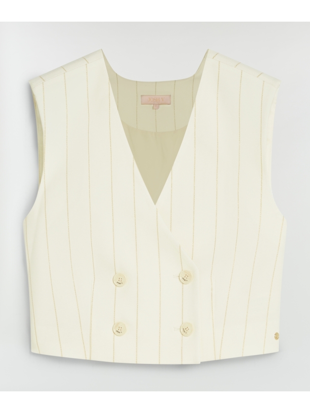 Josh V LEVA cropped gilet with lurex 441 light ecru