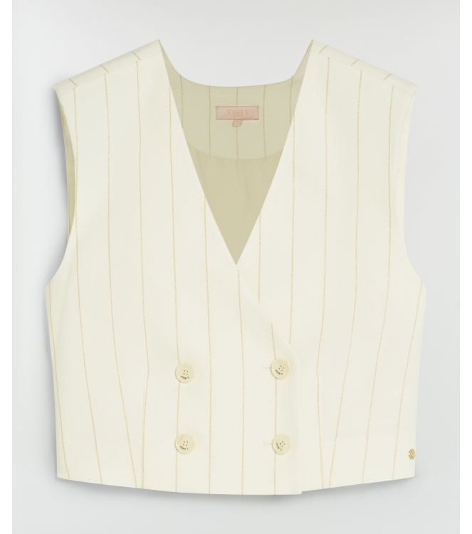 Josh V LEVA cropped gilet with lurex 441 light ecru