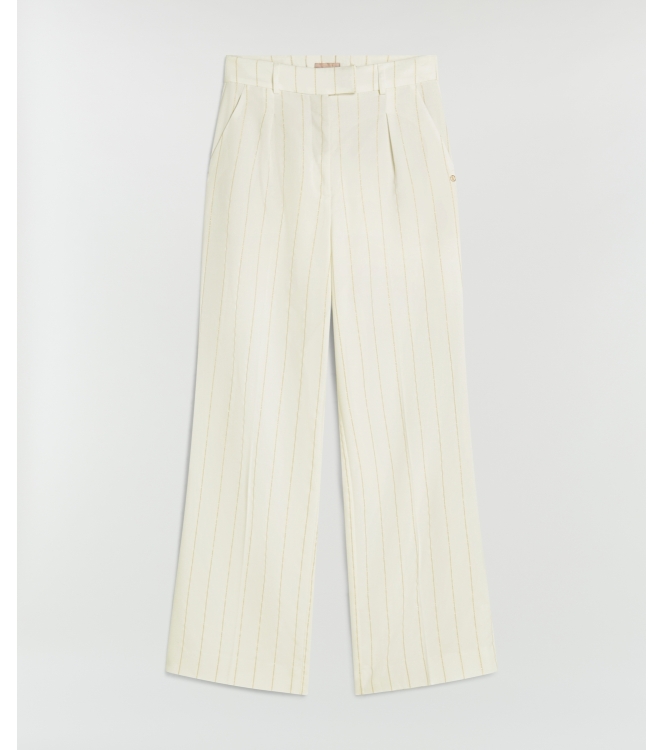Josh V MIES high-waisted wide-leg trousers with lurex 441 light ecru