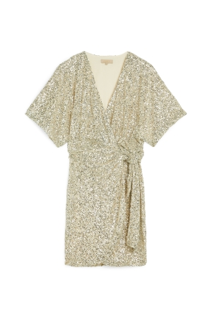 Josh V ELKE regular-fit wrap dress with sequins 003 silver