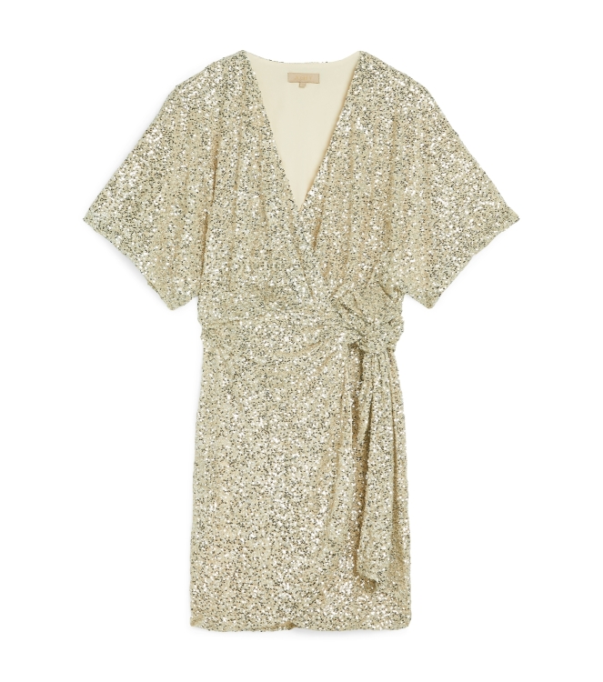 Josh V ELKE regular-fit wrap dress with sequins 003 silver