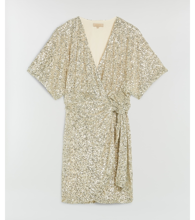 Josh V ELKE regular-fit wrap dress with sequins 003 silver