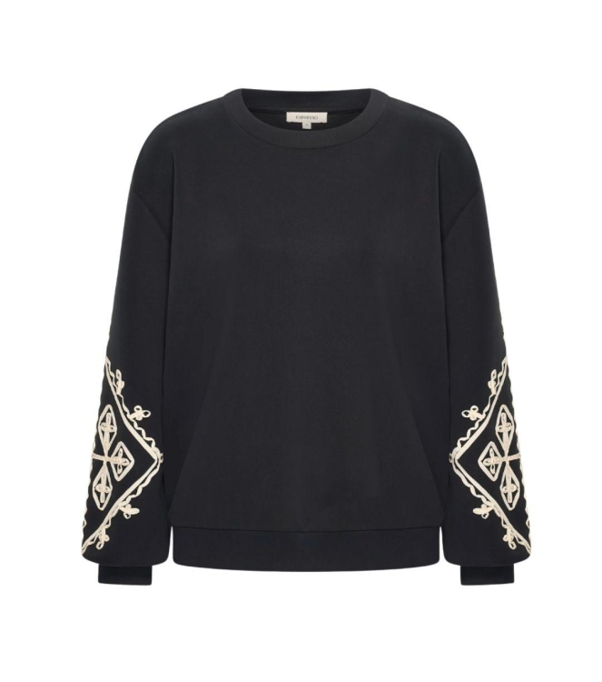 Expresso Sweater jersey tape embroiderie EX900 Black