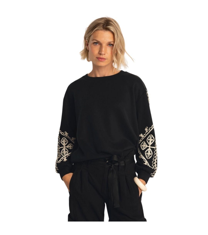 Expresso Sweater jersey tape embroiderie EX900 Black