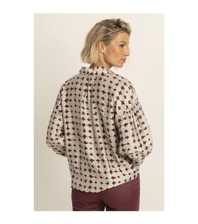 Expresso Blouse woven smock detail EX400 Sangria