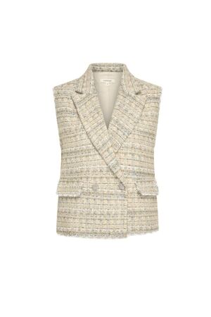 Expresso Gilet woven raw edge EX204 Dove grey