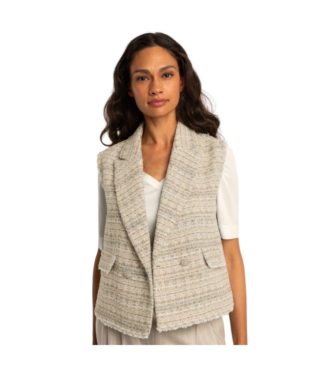 Expresso Gilet woven raw edge EX204 Dove grey