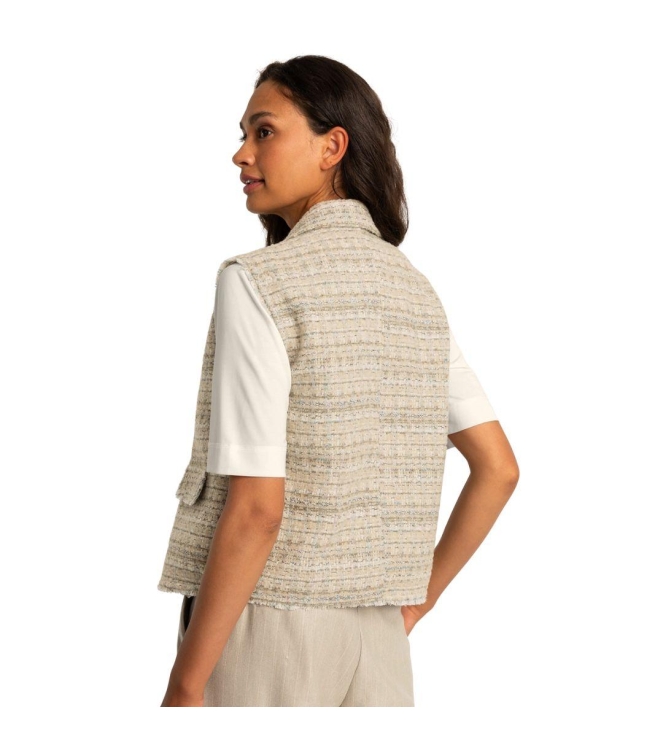 Expresso Gilet woven raw edge EX204 Dove grey