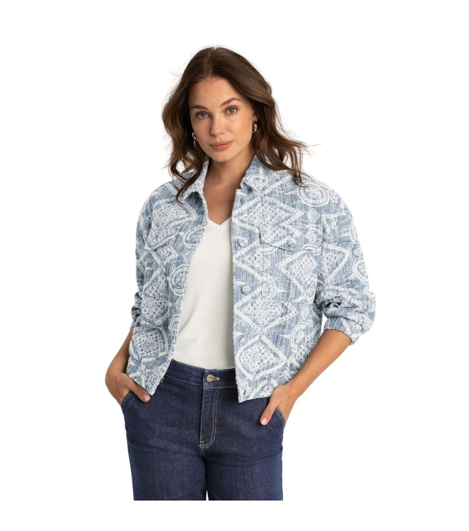 Expresso Jacket woven bomber fancy boucle EX351 Dark blue denim