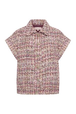 Expresso Jacket woven boucle sleeveless EX400 Sangria