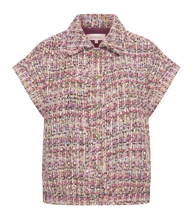 Expresso Jacket woven boucle sleeveless EX400 Sangria