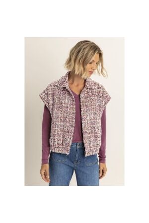 Expresso Jacket woven boucle sleeveless EX400 Sangria