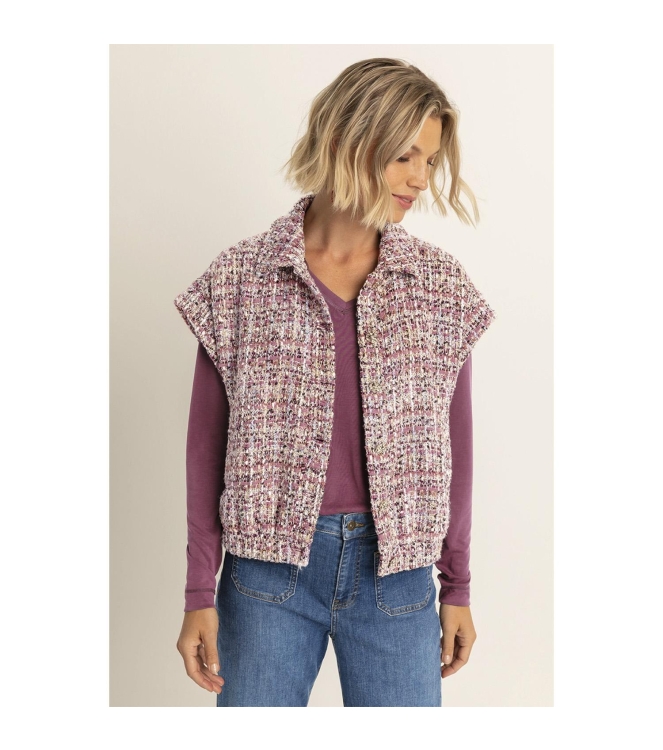 Expresso Jacket woven boucle sleeveless EX400 Sangria