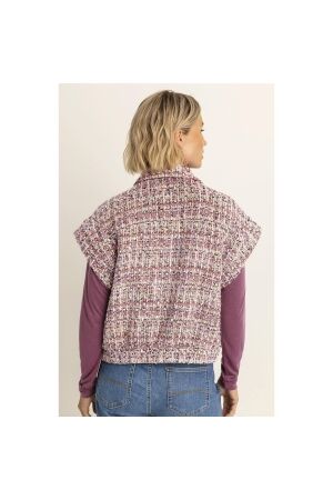 Expresso Jacket woven boucle sleeveless EX400 Sangria