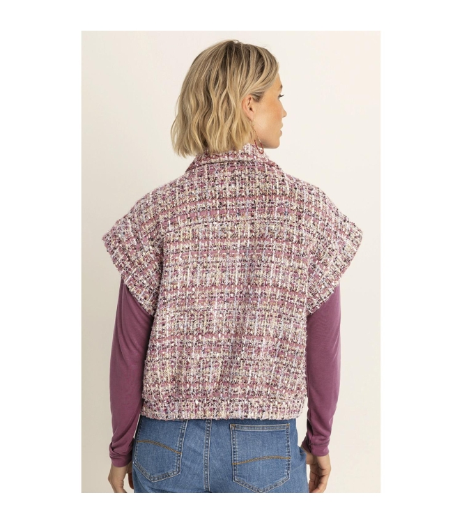 Expresso Jacket woven boucle sleeveless EX400 Sangria