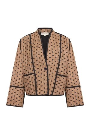 Expresso Jacket woven stepped print EX122 Coconut