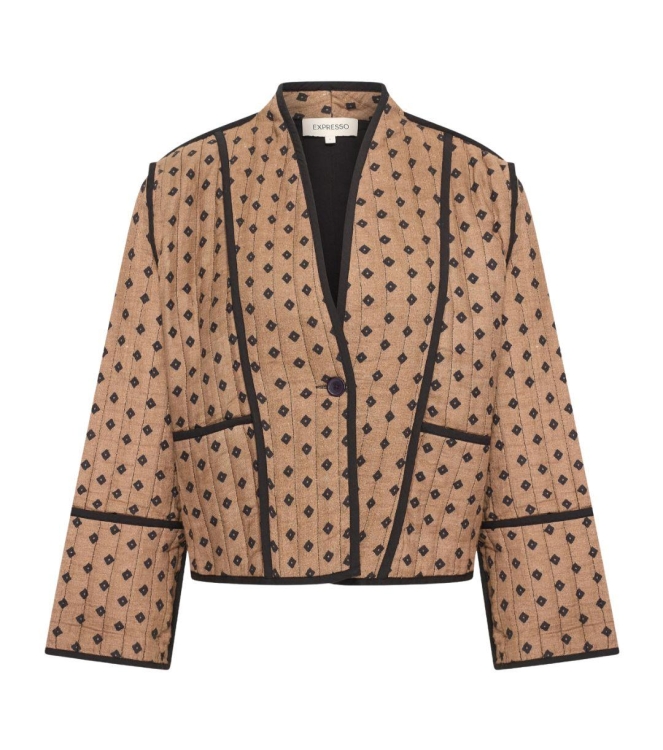 Expresso Jacket woven stepped print EX122 Coconut