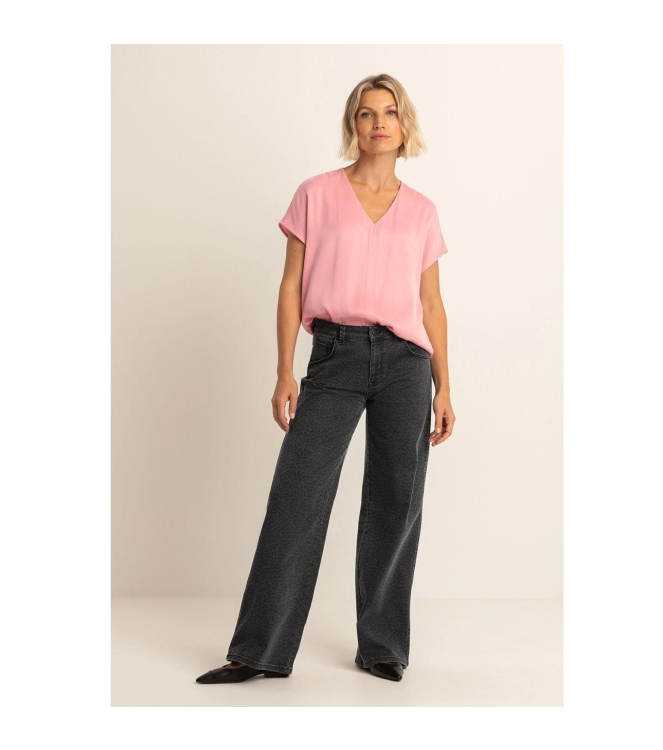 Expresso Pants denim wide leg print EX900 Black