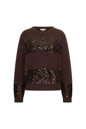 Expresso Pullover sequins stripe EX101 Dark coffee