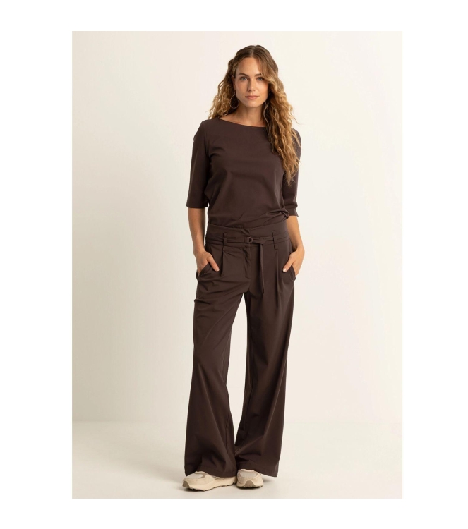 Expresso Pants travel wide leg EX101 Dark coffee