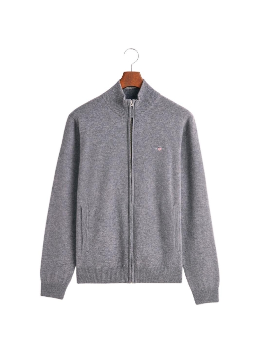 Gant Superfine Lambswool Zip Cardigan 093 grey melange