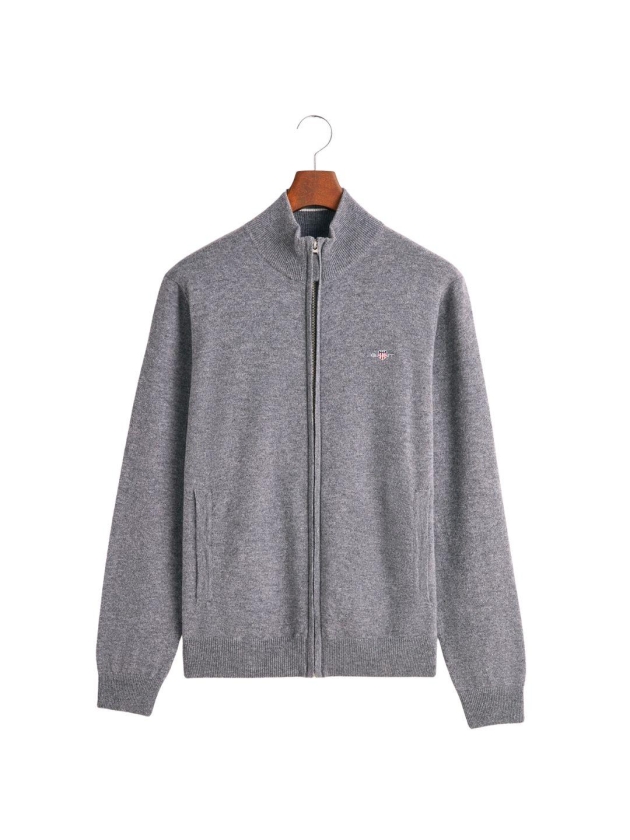 Gant Superfine Lambswool Zip Cardigan 093 grey melange
