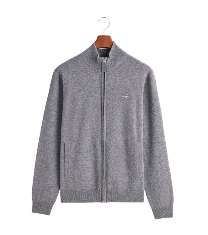 Gant Superfine Lambswool Zip Cardigan 093 grey melange