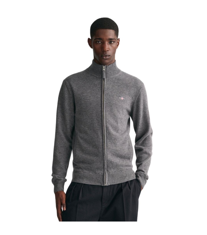 Gant Superfine Lambswool Zip Cardigan 093 grey melange