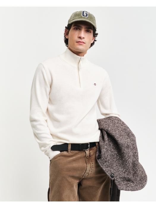 Gant Superfine Lambswool Half-Zip Sweater 130 cream