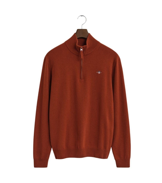 Gant Superfine Lambswool Half-Zip Sweater 845 deep orange