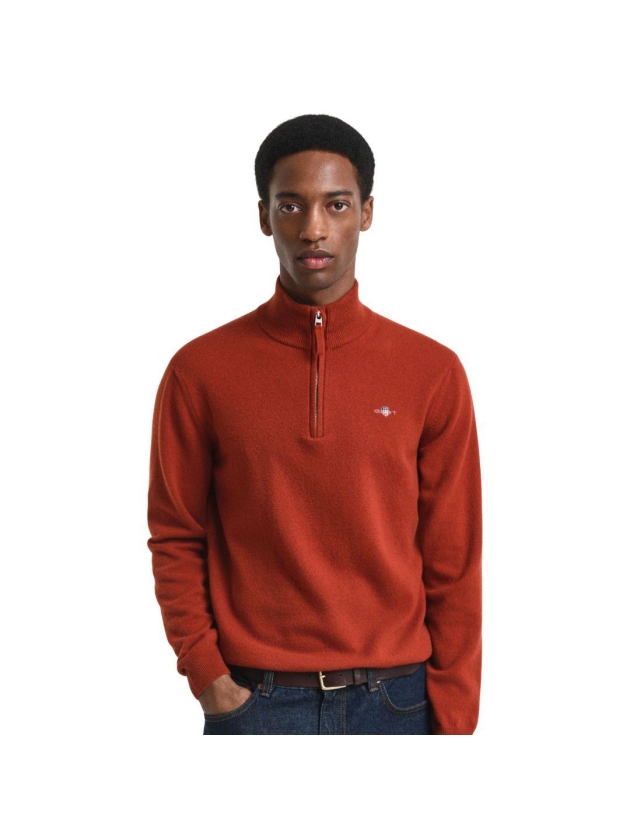 Gant Superfine Lambswool Half-Zip Sweater 845 deep orange
