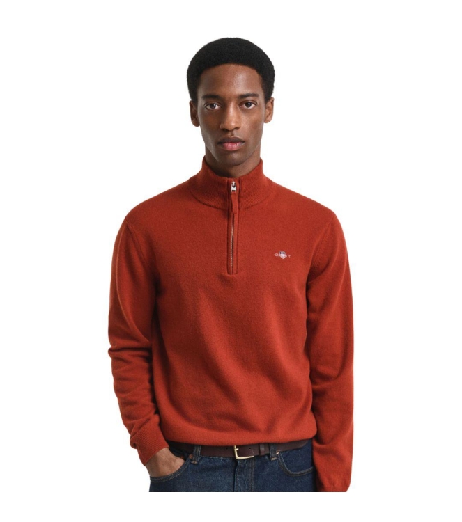 Gant Superfine Lambswool Half-Zip Sweater 845 deep orange