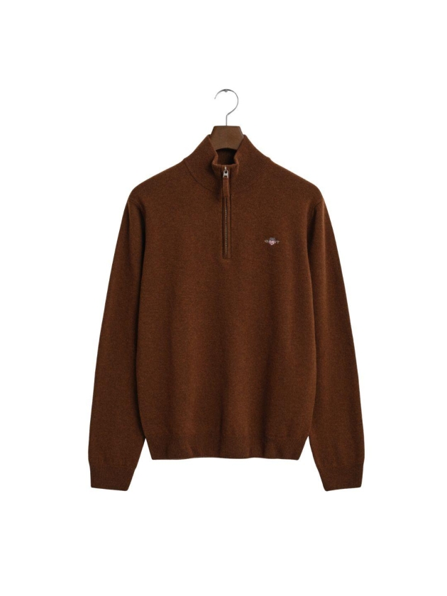 Gant Superfine Lambswool Half-Zip Sweater 229 mahogany brown