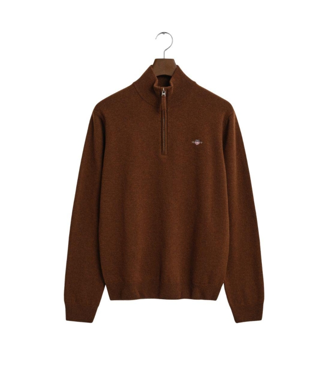 Gant Superfine Lambswool Half-Zip Sweater 229 mahogany brown