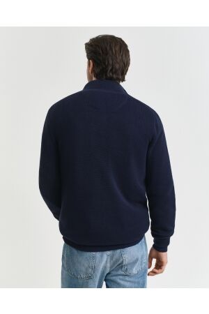 Gant Cotton Piqué Half-Zip Sweater 433 evening blue