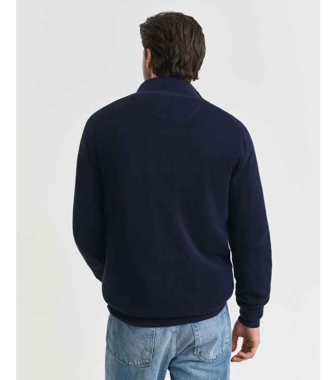 Gant Cotton Piqué Half-Zip Sweater 433 evening blue